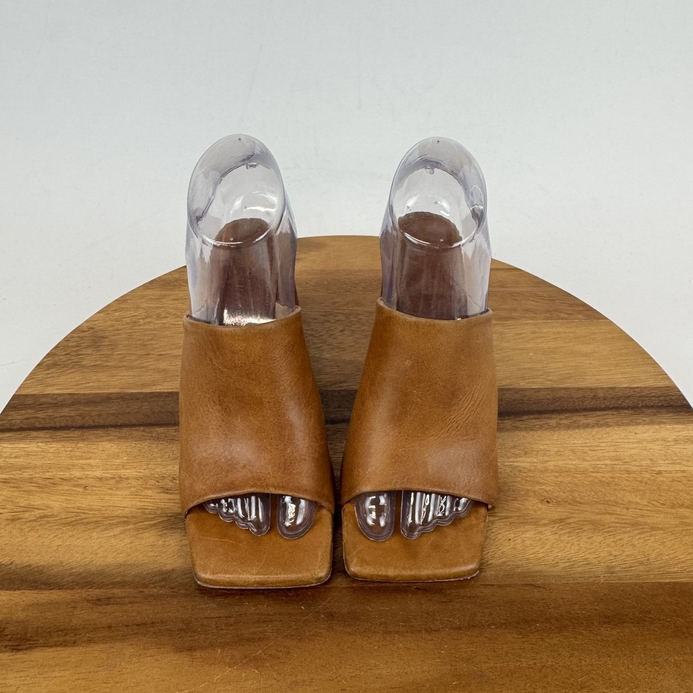 Womens Dear Frances Deri Brown Leather Slip On Slide Heeled Sandals Size EU 36